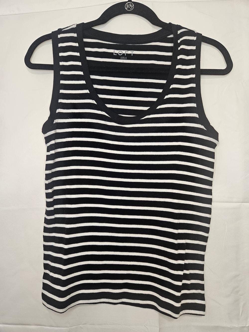LOFT Black & White Striped Scoop Neck Tank